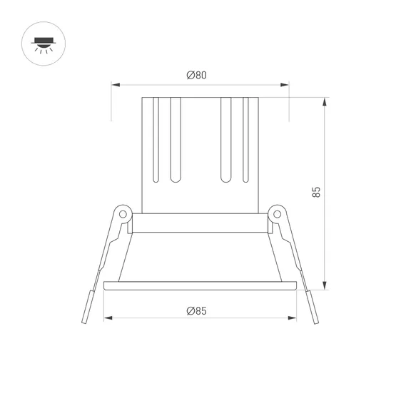 Фото #2 товара Светильник MS-FLOW-BUILT-R85-6W Warm3000 (WH, 55 deg, 230V) (Arlight, IP20 Металл, 5 лет)