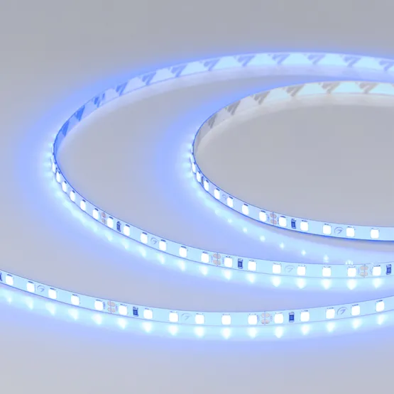 Фото #1 товара Светодиодная лента RT-A120-5mm 24V Blue (9.6 W/m, IP20, 2835, 5m) (Arlight, 9.6 Вт/м, IP20)