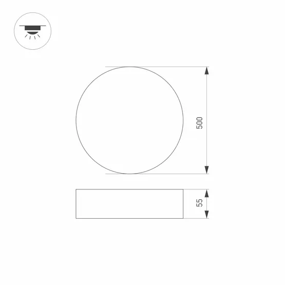 Фото #3 товара Светильник SP-RONDO-R500-60W Warm3000 (BK, 120 deg, 230V) (Arlight, IP40 Металл, 3 года)