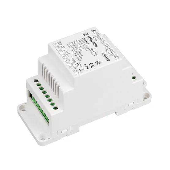 Фото товара INTELLIGENT ARLIGHT Диммер SMART-DALI2-301-72-ADDR-DIM-PS-DIN-White (12-48V, 1x15A) (IARL, IP20 Пластик, 5 лет)