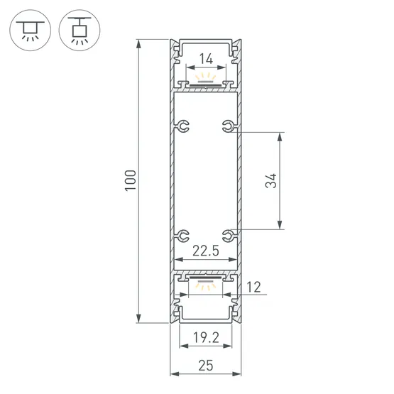 Фото #3 товара Профиль SL-LINE-25100-DUAL-2500 BLACK (Arlight, Алюминий)