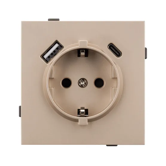 Фото #3 товара Механизм розетки с USB зарядкой SCT-TENDO-MUAC-PL-GD (230V, 16A) (Arlight, -)