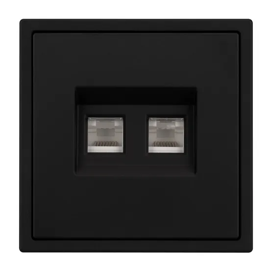 Фото #3 товара Механизм сдвоенной телефонной розетки SCT-NOBE-MTL2-SFPL-BK (RJ-11, 4C) (Arlight, Черный оникс)