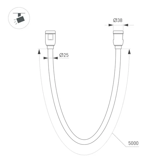 Фото #4 товара Светильник ART-APRIORI-TUBE-ELASTIC-R38-L5000-60W Warm3000 (BK, 360 deg, 48V) (Arlight, IP20 Металл, (Arlight, IP20 Металл, 3 года)