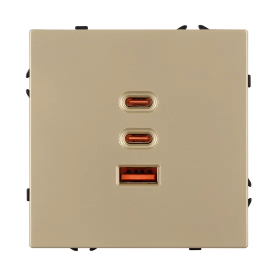 Фото #4 товара ARL NOBE USB Розетка тип А+С+С софт-тач золотой песок SCT-MUACC-SFPL-FC-GD (65W, QC3) (Arlight, -)