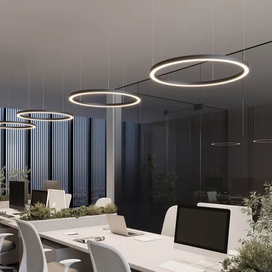 Фото #2 товара Светильник SP-CIRCLE-HANG-O3535-D800-45W Warm3000 (RAL9005, 120 deg, 230V) IP40 LED (Arlight, Алюминий)