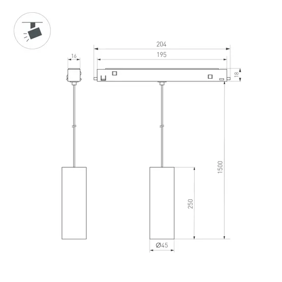 Фото #7 товара Светильник MAG-ORIENT-SPOT-HANG-R45-12W Warm3000 (BK, 24 deg, 48V) (Arlight, IP20 Металл, 5 лет)